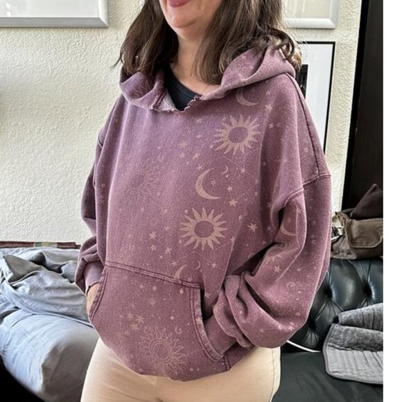 We The Free It's A Vibe Printed Hoodie Color: Plum Combo - Picture 4 of 4